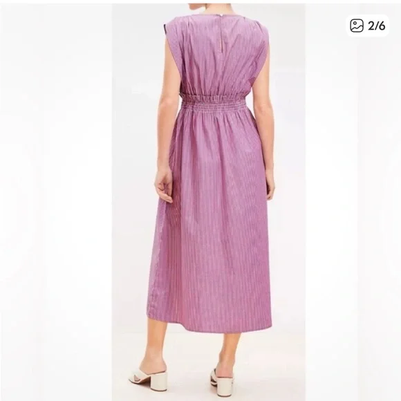 Loft Striped Poplin Midi Dress - Picture 3 of 7